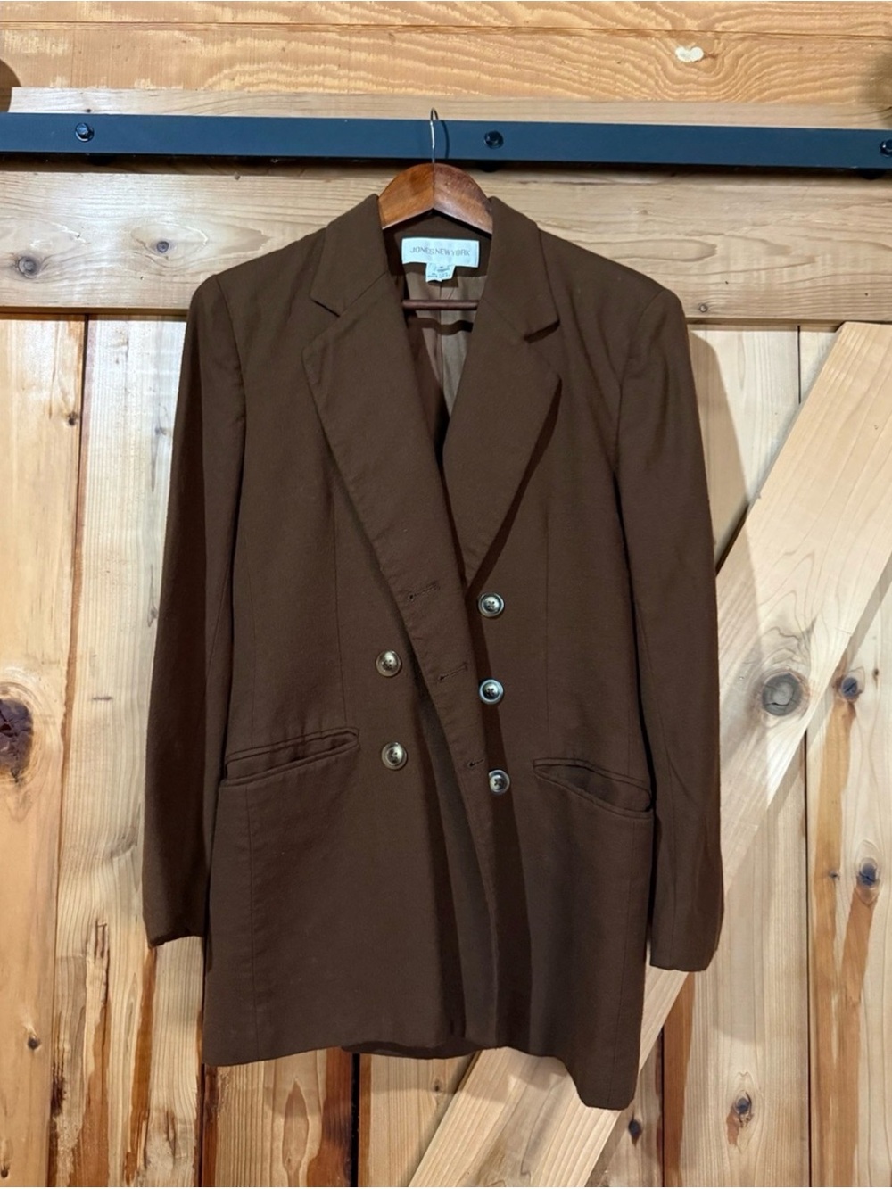 Jones New York Chocolate Brown Double-Breasted 💯% Wool Blazer